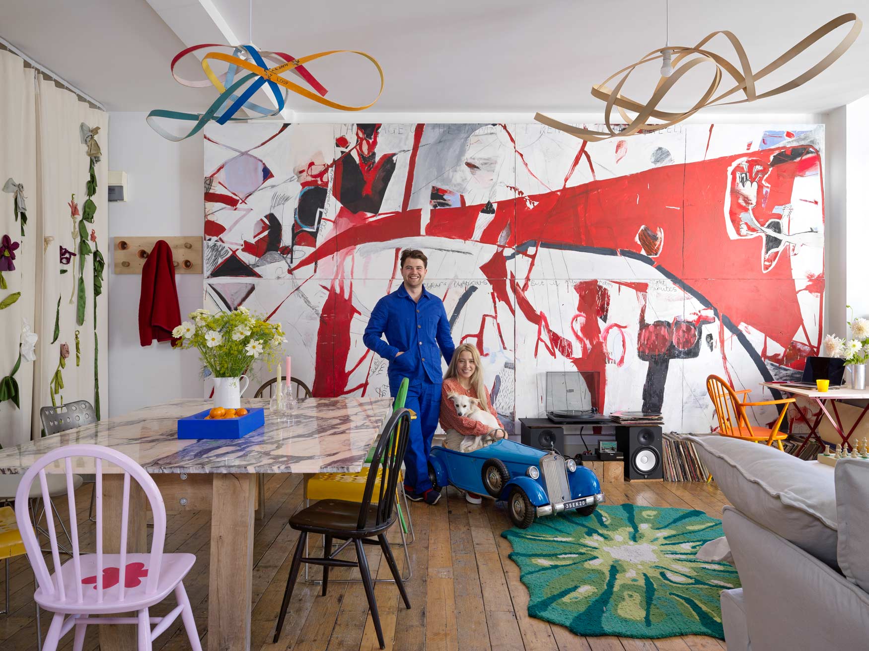 Felix Conran and partner in his flat featured by interior living magazine