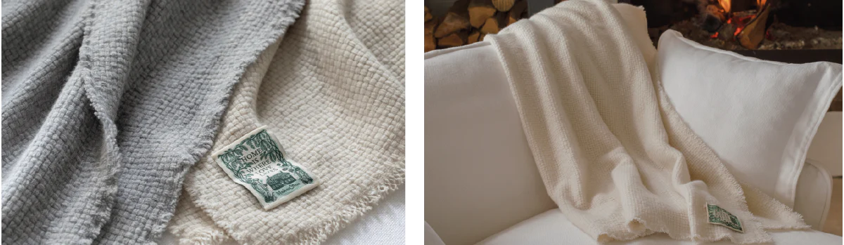 Maker&Son Morion light grey and Moonstone white Cashmere Throws.
