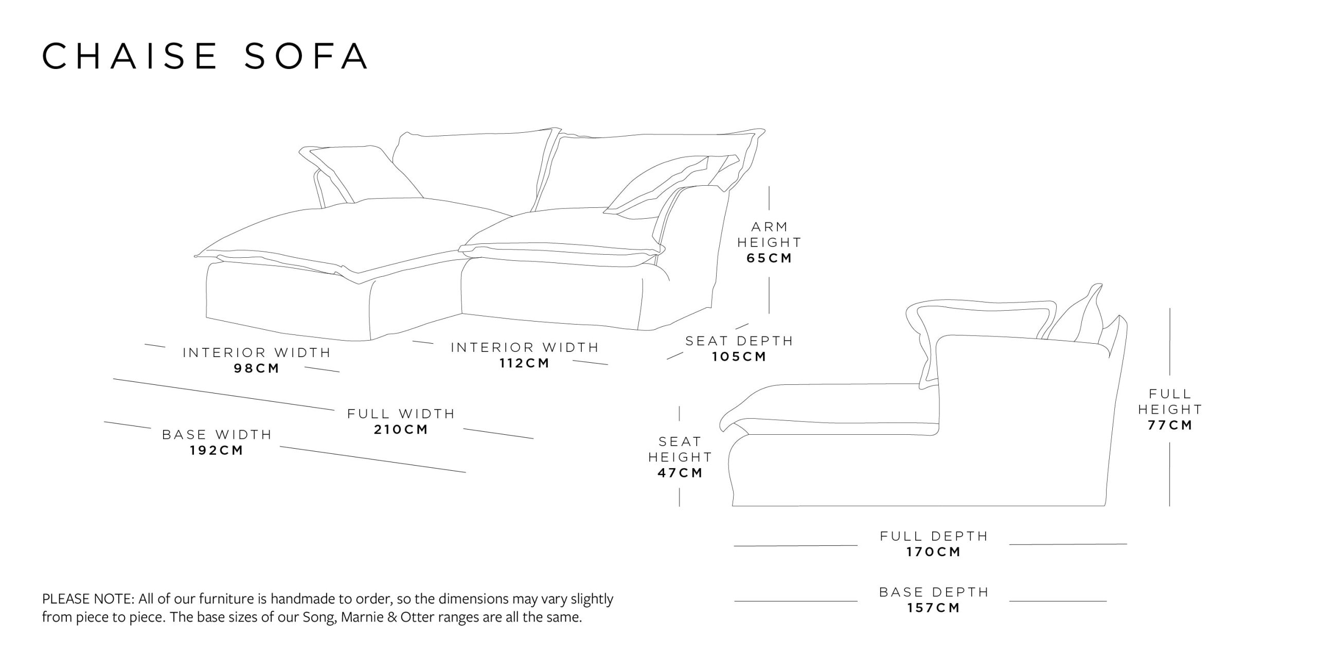 Chaise Sofa | Otter Range Size Guide
