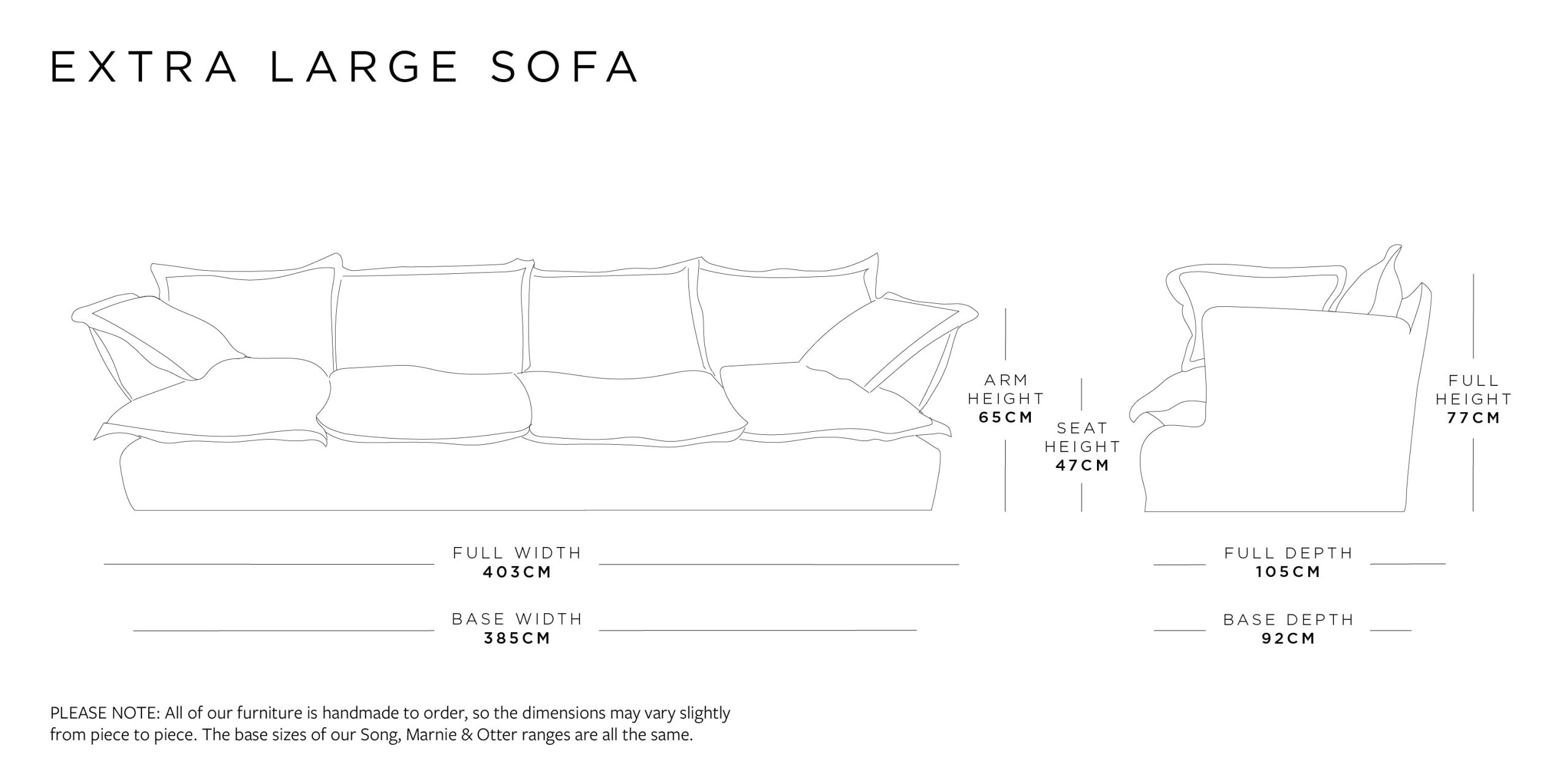Extra Large Sofa | Marnie Range Size Guide
