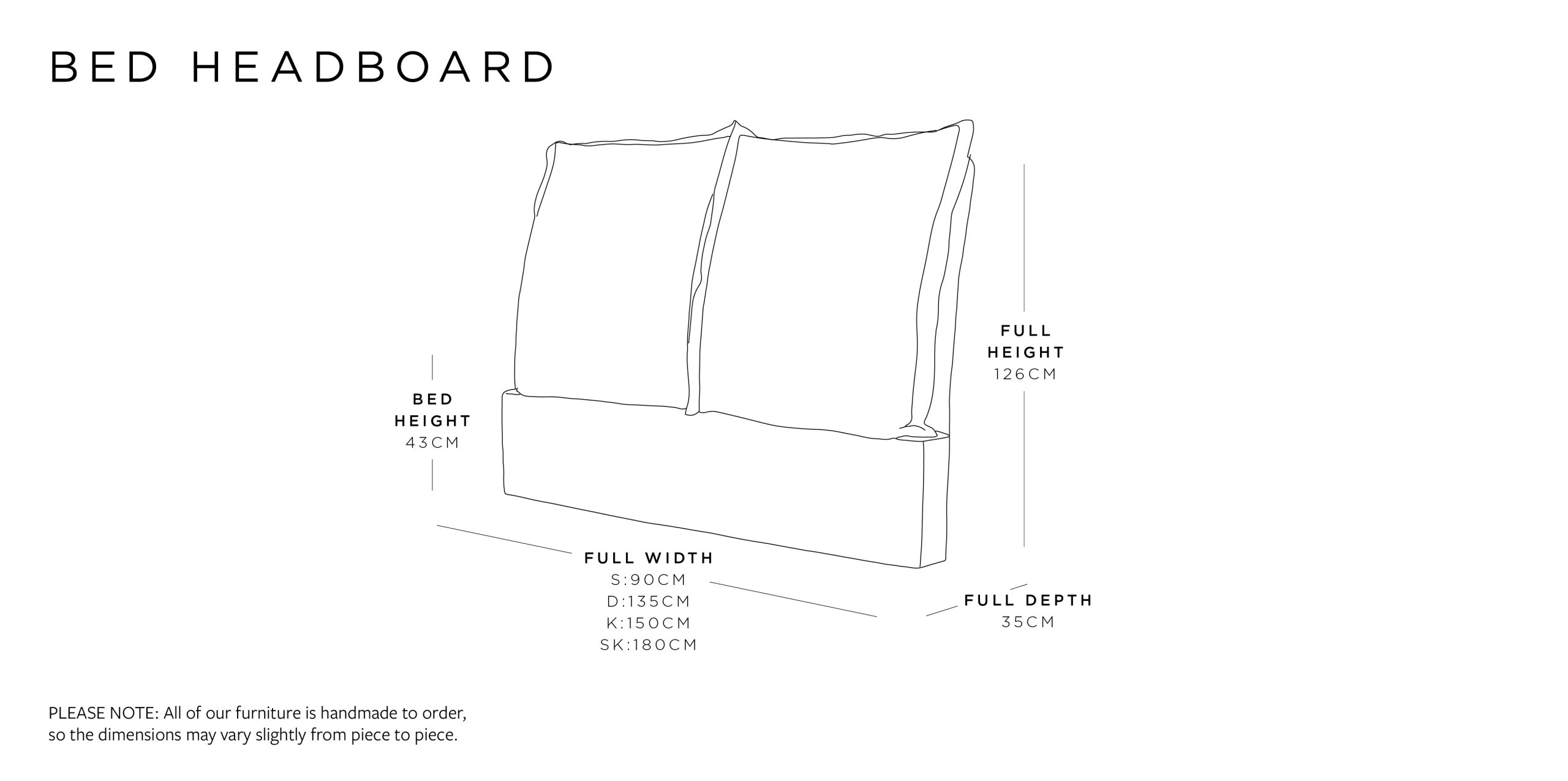 Double Headboard | Marnie Range Size Guide