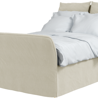 Maker&Son Double Footer Bed, Marnie Piped Edge in Sunstone Beige