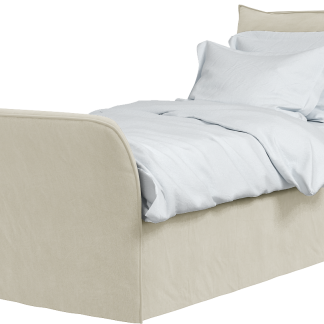 Maker&Son Single Footer Bed, Marnie Piped Edge in Sunstone Beige