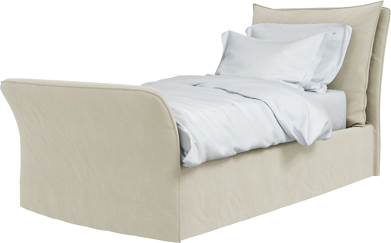 Maker&Son Single Footer Bed, Marnie Piped Edge in Sunstone Beige
