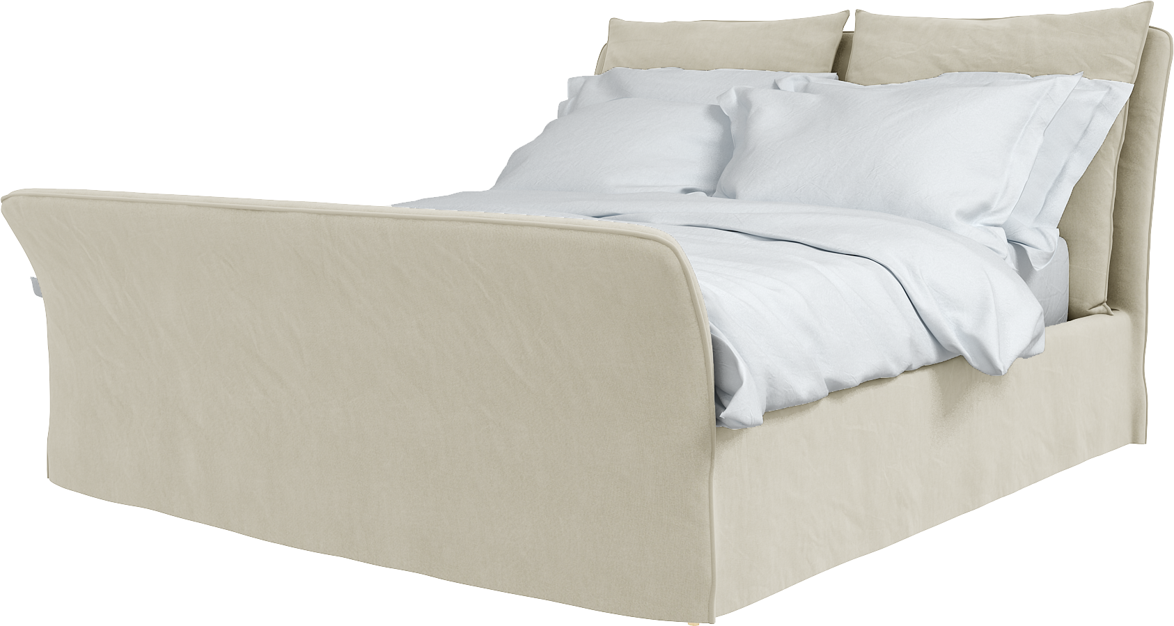 Maker and Son Super King Footer Bed, Marnie Piped Edge in Sunstone Natural Beige