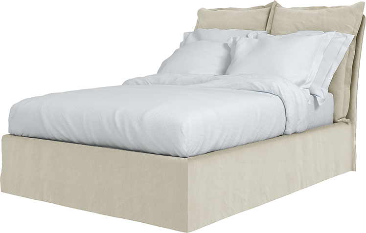 Maker and son Double Bed, Song, Pillow Edge in Sunstone Natural Beige