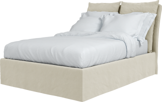 Maker and Son Double Bed, Marnie Piped Edge in Sunstone Natural Beige.