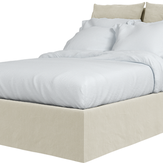 Maker and Son Double Bed, Marnie Piped Edge in Sunstone Natural Beige.