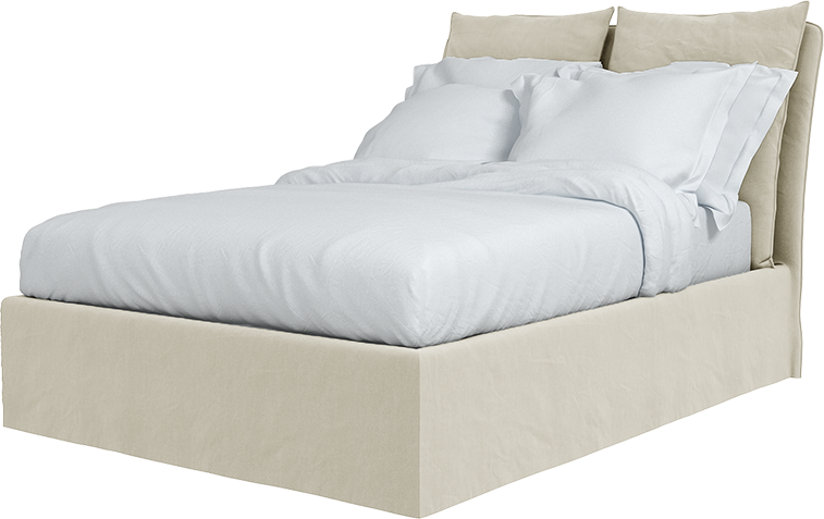 Maker and Son Double Bed, Marnie Piped Edge in Sunstone Natural Beige.