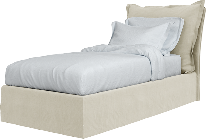 Maker&Son Single Bed, Song, Pillow Edge in Sunstone Natural Beige