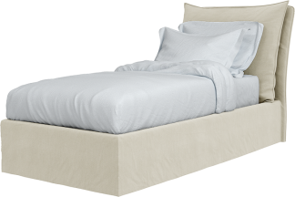 Maker and Son Single Bed, Marnie Piped Edge in Sunstone Natural Beige.