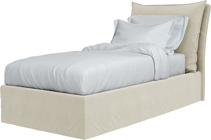 Maker and Son Single Bed, Marnie Piped Edge in Sunstone Natural Beige.