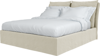 Maker and Son Super king Bed in Marnie Piped Sunstone Natural Beige