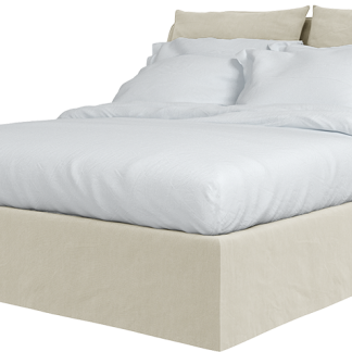 Maker and Son Super king Bed in Marnie Piped Sunstone Natural Beige