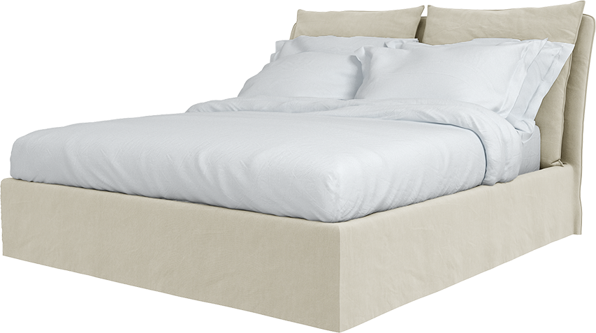 Maker and Son Super king Bed in Marnie Piped Sunstone Natural Beige