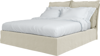 Maker and Son Super King Bed, Song Pillow Edge in Sunstone Natural Beige Linen