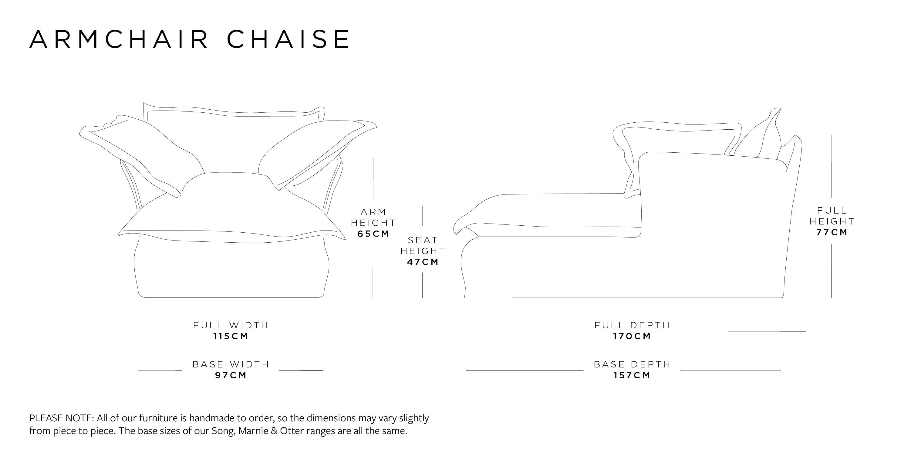 Armchair Chaise | Otter Range Size Guide