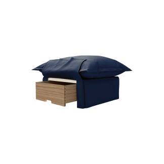Song Pillow Edge Storage Footstool, Indigo Spice Cotton Velvet