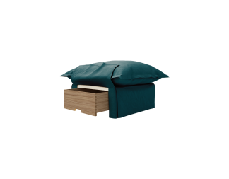Song Pillow Edge Storage Footstool, Topaz dark green Italian Linen