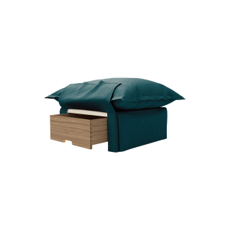 Song Pillow Edge Storage Footstool, Topaz dark green Italian Linen
