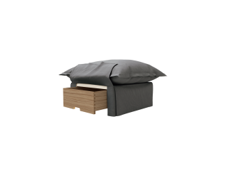 Song Pillow Edge Storage Footstool, Zinc Grey Italian Linen