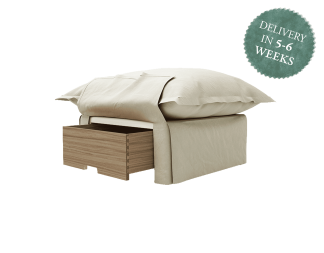 Storage Footstool, Song Pillow Edge Sunstone Italian Linen