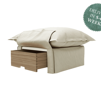 Storage Footstool, Song Pillow Edge Sunstone Italian Linen