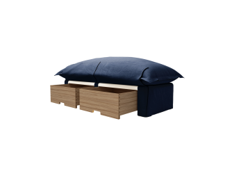 Storage Ottoman Song Pillow Edge, Indigo Spice Cotton Velvet