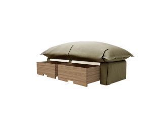 Storage Ottoman Song Pillow Edge, Jasper Beige Italian Linen