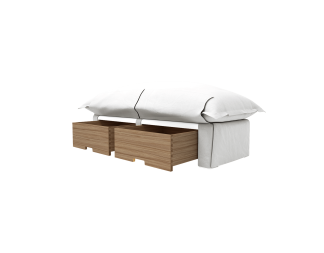 Storage Ottoman Song Pillow Edge, Selenite White Italian Linen