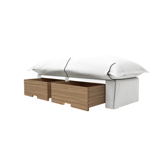 Storage Ottoman Song Pillow Edge, Selenite White Italian Linen