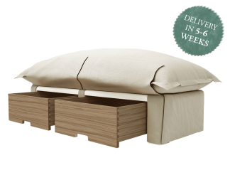 Storage Ottoman, Song Pillow Edge Sunstone Italian Linen