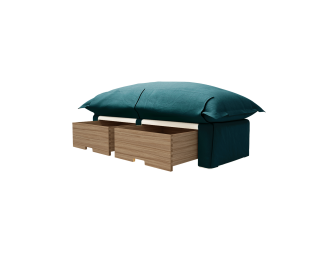 Storage Ottoman Song Pillow Edge, Topaz Dark Green Italian Linen