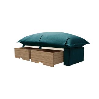 Storage Ottoman Song Pillow Edge, Topaz Dark Green Italian Linen