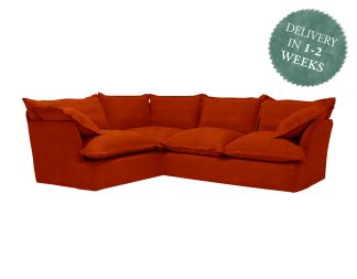 Maker and Son 2x3 Corner Sofa, Song Pillow Edge Paprika orange Velvet