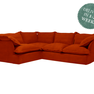 Maker and Son 2x3 Corner Sofa, Song Pillow Edge Paprika orange Velvet