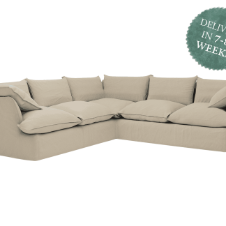 Marnie 3x3 Corner Sofa | Beige Organic Linen