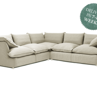 product image of a large corner sofa in neutral linen fabric