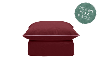 Marnie Footstool | Sumac Red Luxury Velvet with Contrast Piped Edge