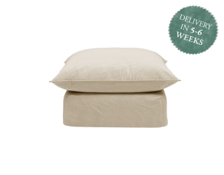 Maker and Son Footstool Marnie Piped Edge Silk Moth Custom Linen Fabric