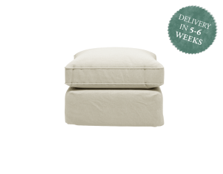 Maker and Son Footstool Otter in Sunstone Piped Edge Linen Fabric.