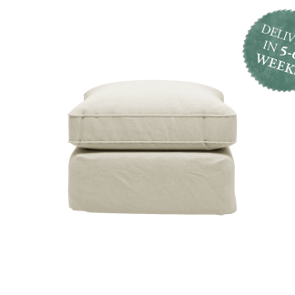 Maker and Son Footstool Otter in Sunstone Piped Edge Linen Fabric.