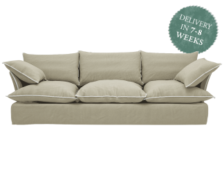 Bespoke Marnie Large Sofa | Jasper Beige Italian Linen with Contrast Piping
