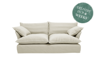 Maker and Son Sofa, Marnie Contrast Piped Edge in Sunstone Italian Linen with Moonstone Piping