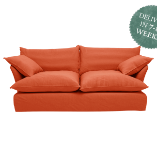 Maker and Son Sofa, Marnie Piped Edge in Howlite Orange Italian Linen