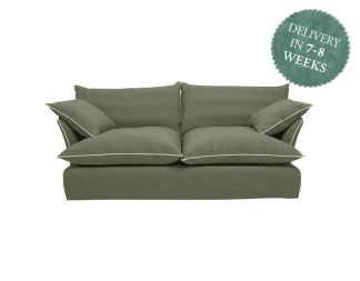 Bespoke Marnie Sofa | Rosemary Green Italian Linen with Contrast Piping