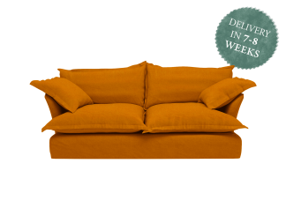 Maker and Son Sofa, Song Pillow Edge in Cumin Yellow Velvet