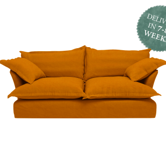 Maker and Son Sofa, Song Pillow Edge in Cumin Yellow Velvet