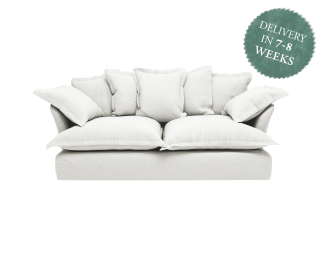 Maker and Son Scatter Back Sofa, Song Pillow Edge in Moonstone White Italian Linen