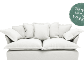 Maker and Son Scatter Back Sofa, Song Pillow Edge in Moonstone White Italian Linen
